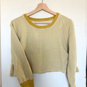 Striped Yellow and White Cropped Long Sleeve Top M/L